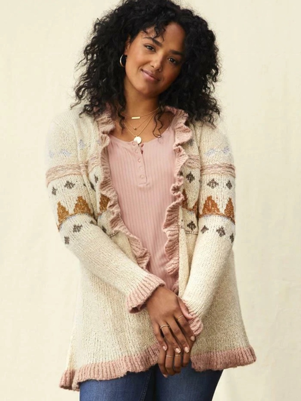 Matilda Jane, Just Imagine Jacie Wool Blend Ruffled Cardigan, Size L